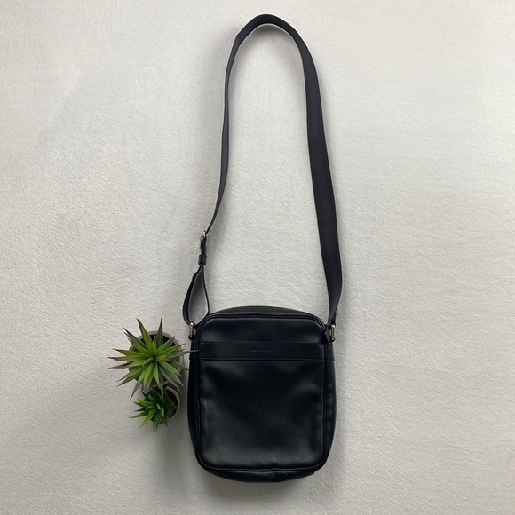 Coach Charles Smooth Pebble Leather Adjustable Crossbody Flight Bag (Black) - Picture 11 of 16